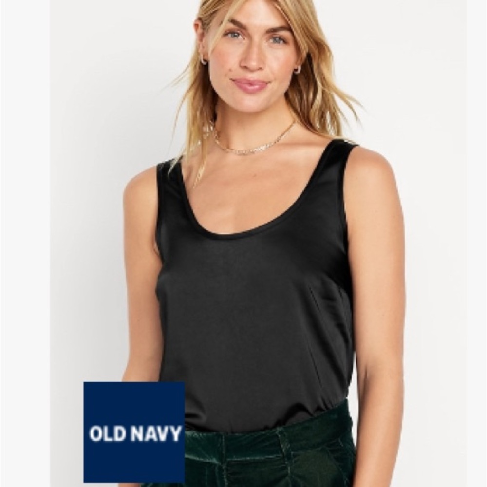 Black satin tank top size medium
